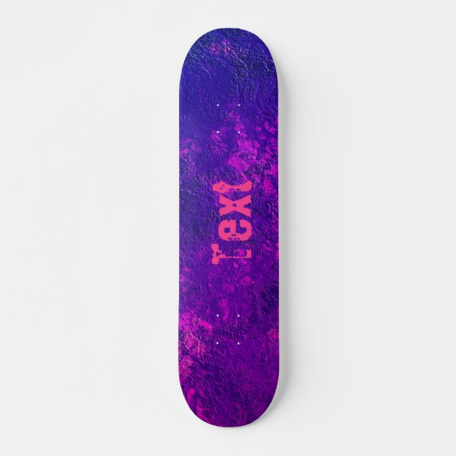 Skateboard marbre de pierre Abstrait texturé marine rose viol (Devant)