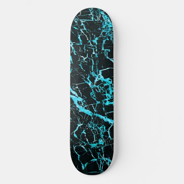 Skateboard Marbre turquoise et noir, (Recto)
