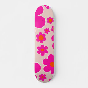 Skateboard Marché aux fleurs rétro Florence Abstrait rose flo