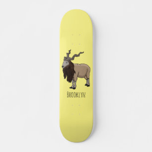 Skateboard Markhor goat cartoon illustration