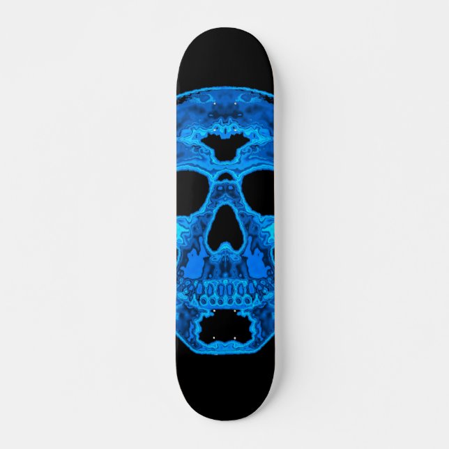 Skateboard Masque bleu d'horreur de crâne (Devant)