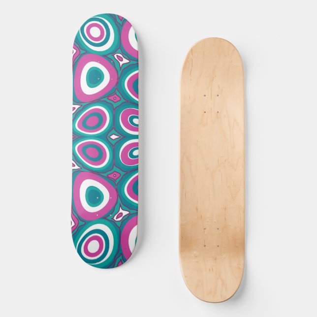 Skateboard Maz Oeufs psychédéliques - Magenta Blanc Turquoise (Recto)