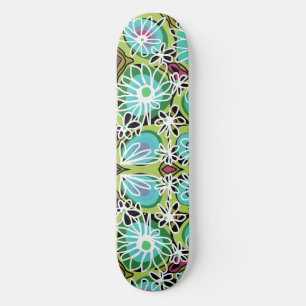 Skateboard Mazipoodles Love Flowers - Vert Turquoise violet b