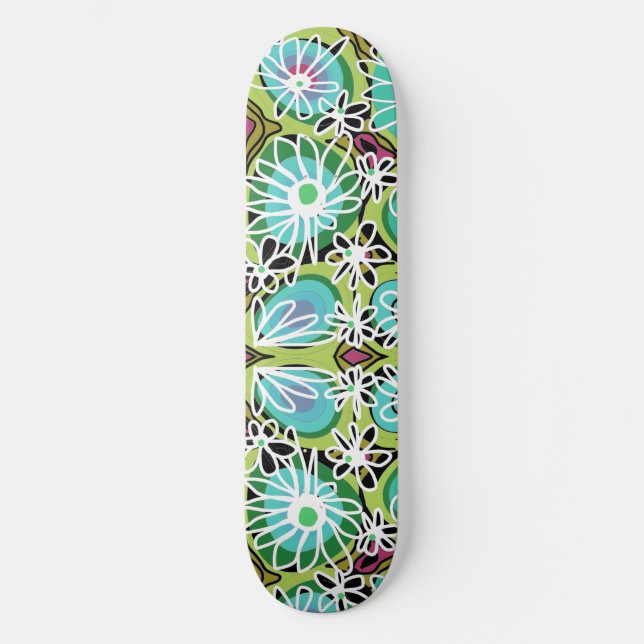 Skateboard Mazipoodles Love Flowers - Vert Turquoise violet b (Recto)