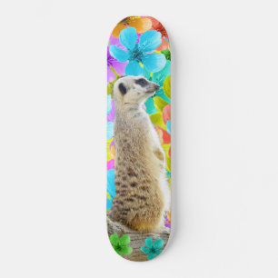 Skateboard Meerkat Et Fleurs,