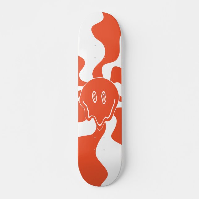 Skateboard Mélange de sourire en orange et blanc (Devant)