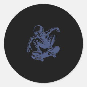 Skateboard Men Skater Skateboarding Teens Boys Gir Classic Round Sticker