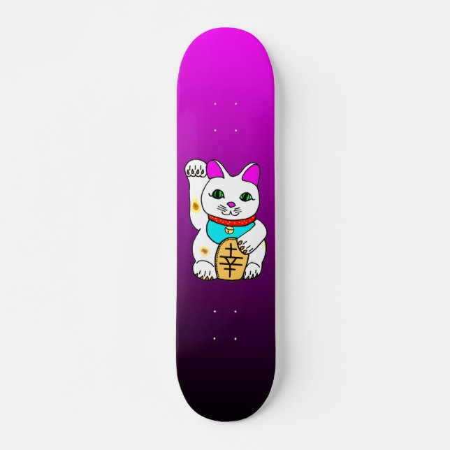 SKATEBOARD MEOWIERS CHALEUREUX CAT MANEKI NEKO FUSCHIA / NOIR (Devant)
