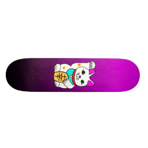 SKATEBOARD MEOWIERS CHALEUREUX CAT MANEKI NEKO FUSCHIA / NOIR