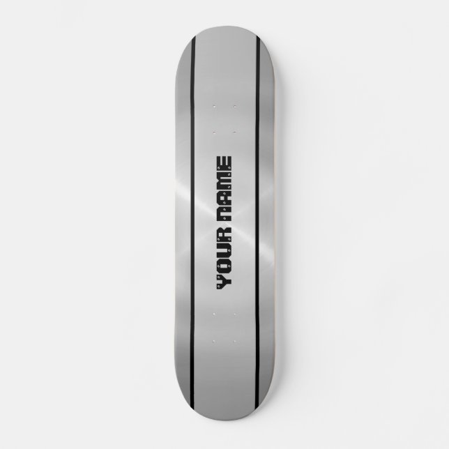Skateboard Métal brillant argenté d'acier inoxydable (Recto)