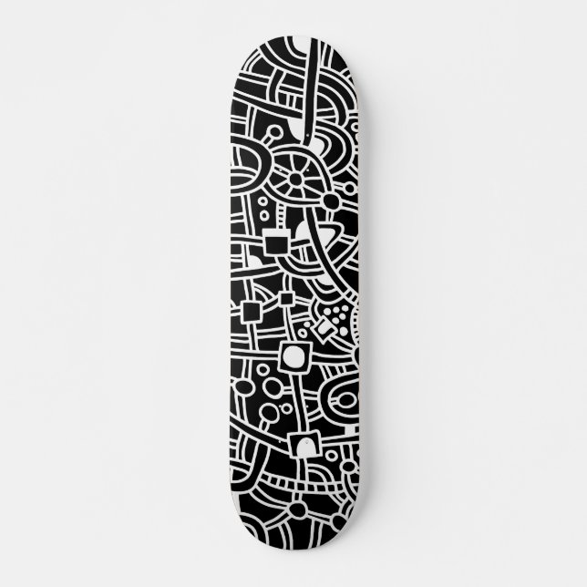 Skateboard Metropolis II - Blanc sur noir (Devant)