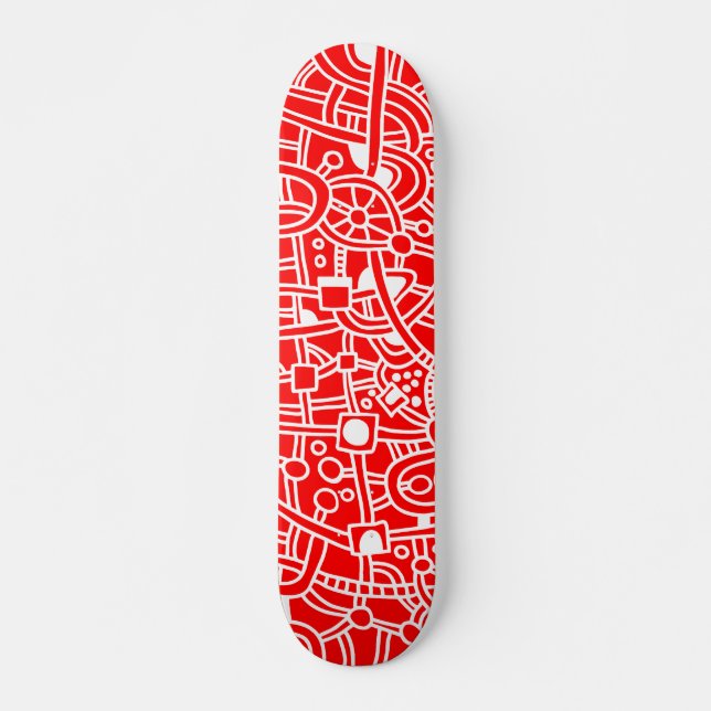 Skateboard Metropolis II - Blanc sur rouge (Devant)