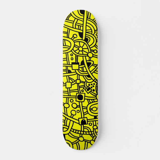 Skateboard Metropolis II - Noir sur Jaune (Devant)