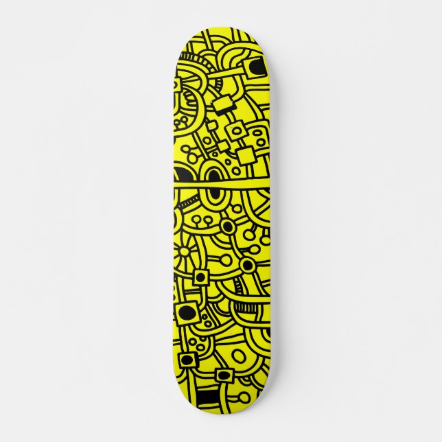 Skateboard Metropolis III - Noir sur Jaune (Devant)