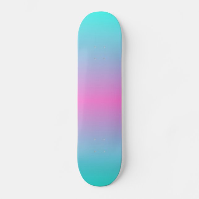 Skateboard mignon caisson ombre sirène rose Fuchsia turquoise (Recto)