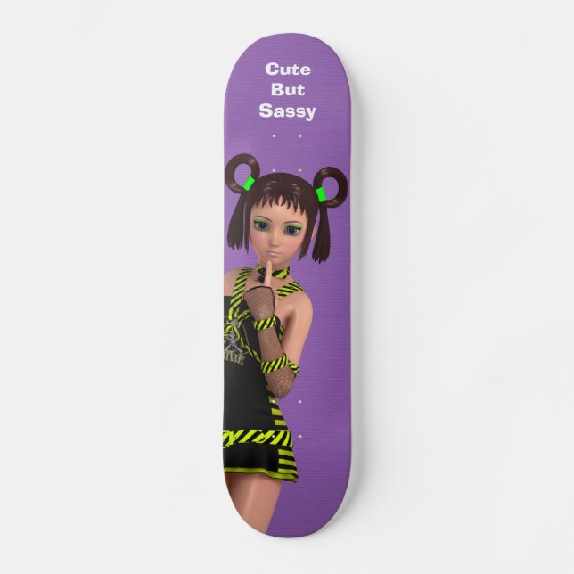Skateboard Mignonne, Mais Sassy Anime Kawaii Girl Avec Attitu (Recto)