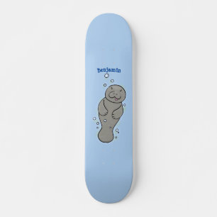 Skateboard Mignonne manatée bébé avec bulles illustration