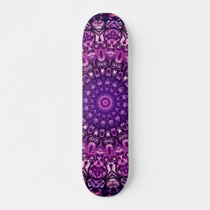 Skateboard Modèle de Damas florales pourpres