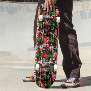 Skateboard Modèle de texte décoratif Joyeux Noël 