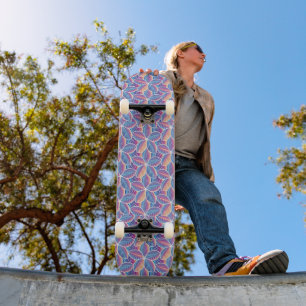 Skateboard Modèle floral géométrique vibrant