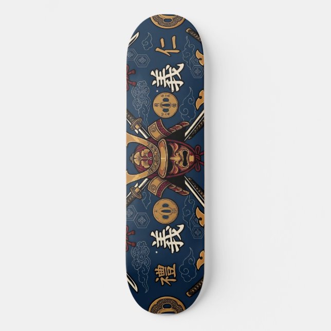 Skateboard Modèle sans couture des vertus du code Bushido des (Recto)