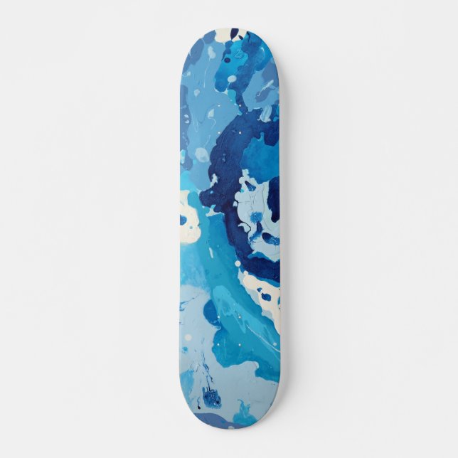 Skateboard Modern abstract with pastel shades of blue ocean (Devant)