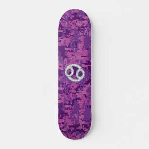 Skateboard Modern Cancer Zodiac Sign Pink Digital Camouflage