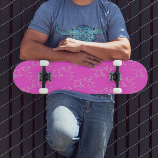 Skateboard Modern glitter pink butterflies