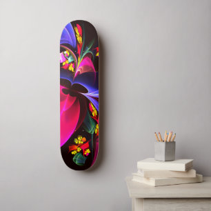 Skateboard Moderne coloré Floral Abstrait Art Motif #06