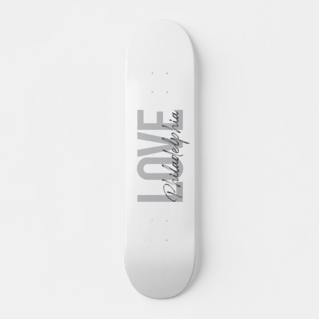 Skateboard Moderne, simple, cool, design Amour Philadelphie (Devant)