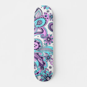 Skateboard Moderne tendance Abstrait violet bleu floral modèl