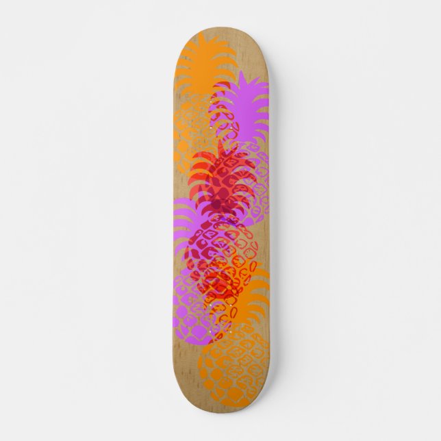 Skateboard Momona Ananas Hawaiian Tropical Faux Wood (Devant)