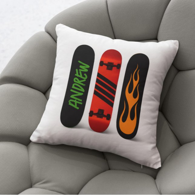 Skateboard Monogram Throw Pillow (Creator Uploaded)