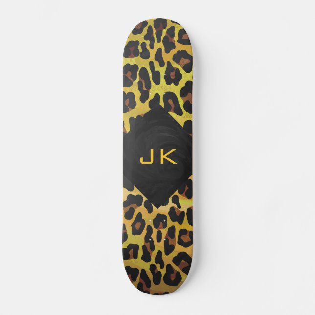 Skateboard Monogramme avec léopard Brown et jaune (Recto)