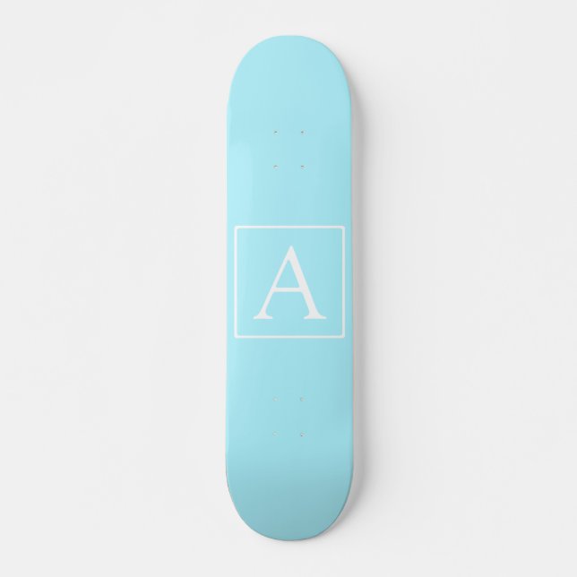 Skateboard Monogramme bleu ciel simple (Devant)