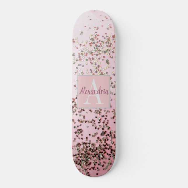 Skateboard Monogramme Champagne Pink Confetti Skate (Recto)