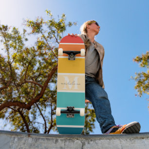 Skateboard Monogramme de bandes rétro