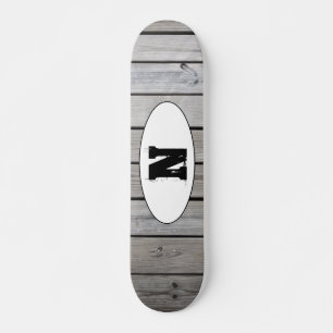 Skateboard Monogramme de grain de bois grunge en détresse
