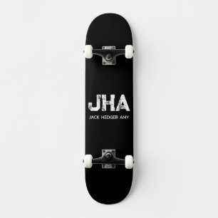 SKATEBOARD MONOGRAMME NOM À TROIS LETTRES BLANC MINIMALISTE N
