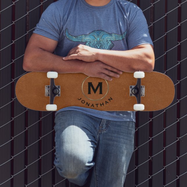 Skateboard Monogramme or en cuir moderne (Extérieur 3)