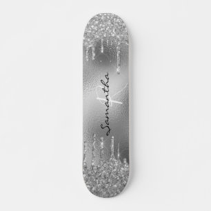 Skateboard Monogramme Parties scintillant à huile d'argent