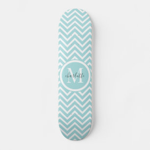 Skateboard Monogramme Pastel Blue Green Chevron