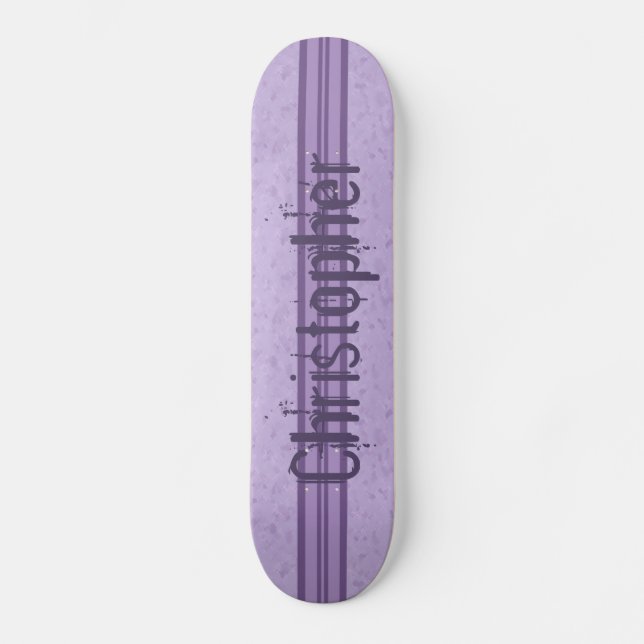 Skateboard Monogramme personnalisé à bande de lavande violett (Recto)