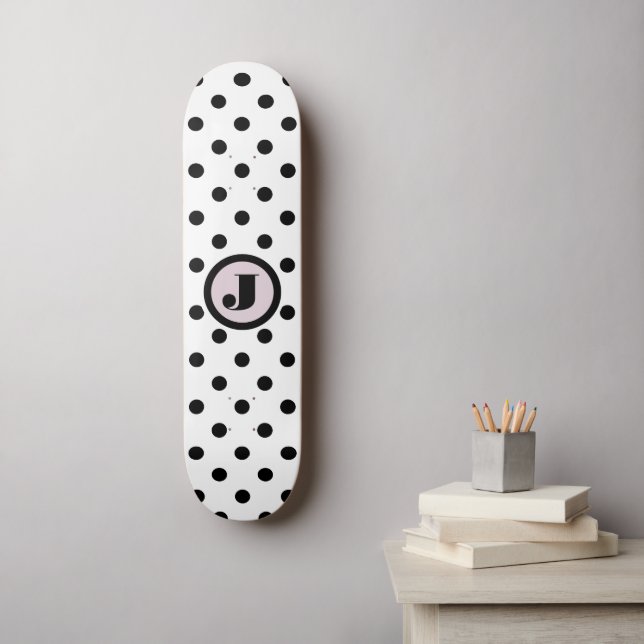 Skateboard Monogramme personnalisé des points noirs (Art mural)