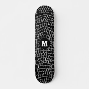Skateboard Monogramme personnalisé Faux noirs Crocodile Patin