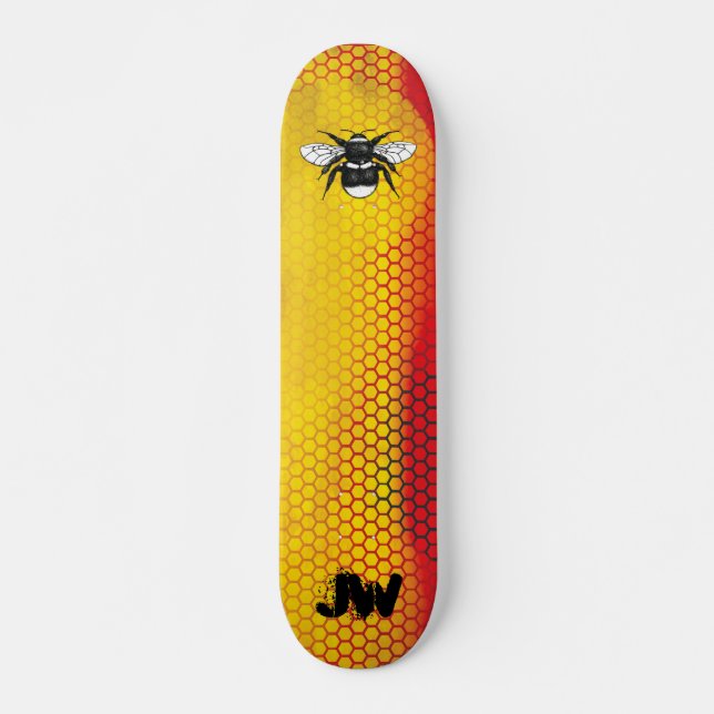 Skateboard Monogramme urbain moderne d'abeilles (Devant)