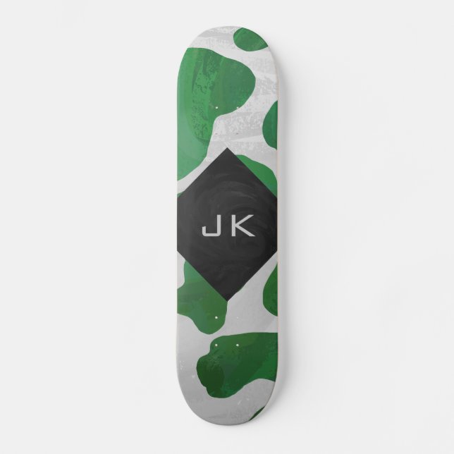 Skateboard Monogramme vert et blanc de vache (Recto)