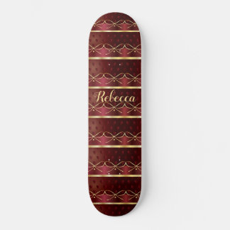 Skateboard Monogramme Vintage Bourgogne Couleur Décor Luxe Or