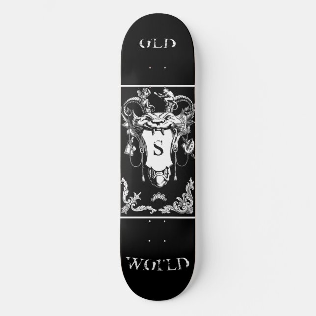 Skateboard Monstre gothique décoration architecturale antique (Recto)
