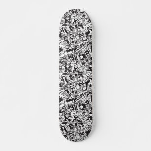 Skateboard Monstres d'horreur noir et blanc dans le style art
